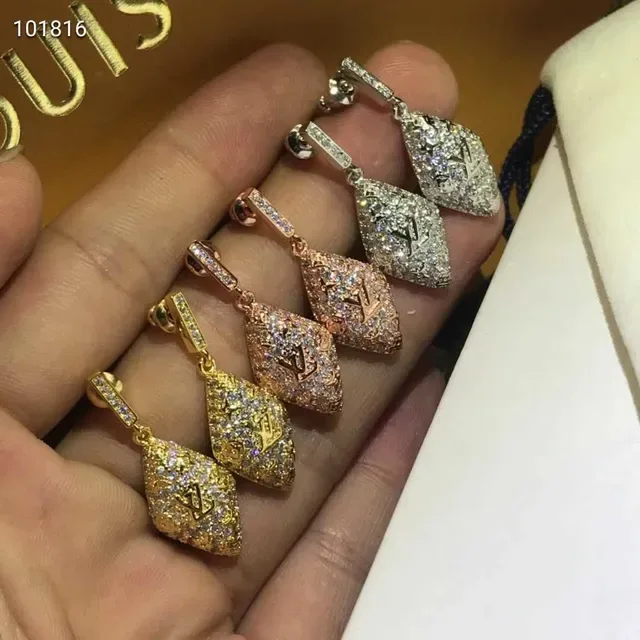 Louis Vuitton Pavé Crystal Monogram Diamond Drop Earrings 2