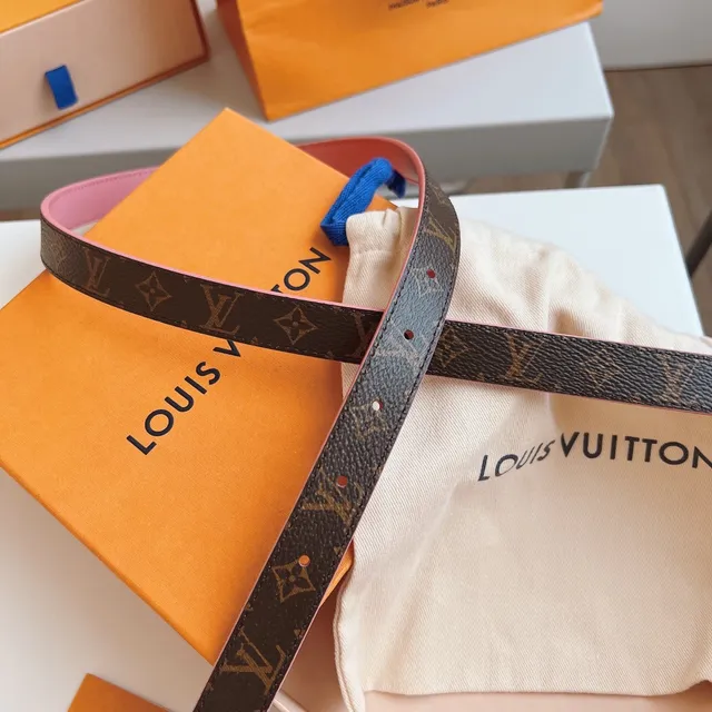 Louis Vuitton Pink Brown Monogram Canvas Pave Crystal Buckle Leather Belt 8
