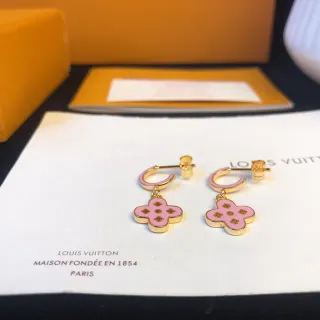 Louis Vuitton brincos de metal esmaltado em ouro rosa