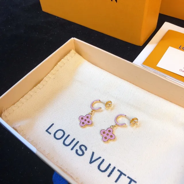 Louis Vuitton brincos de metal esmaltado em ouro rosa 8
