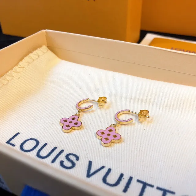 Louis Vuitton brincos de metal esmaltado em ouro rosa 9