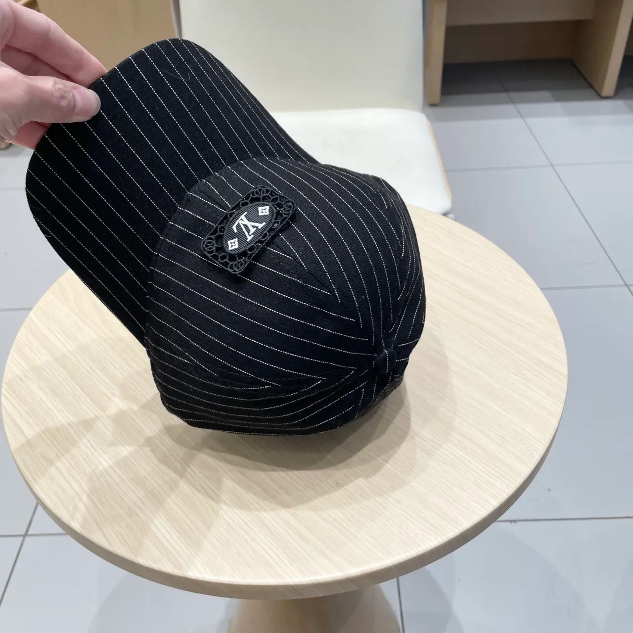 Louis Vuitton Pinstripe Embroidered Logo Baseball Cap 4