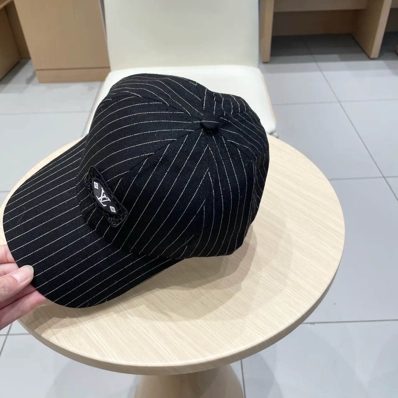 Louis Vuitton Pinstripe Embroidered Logo Baseball Cap 5