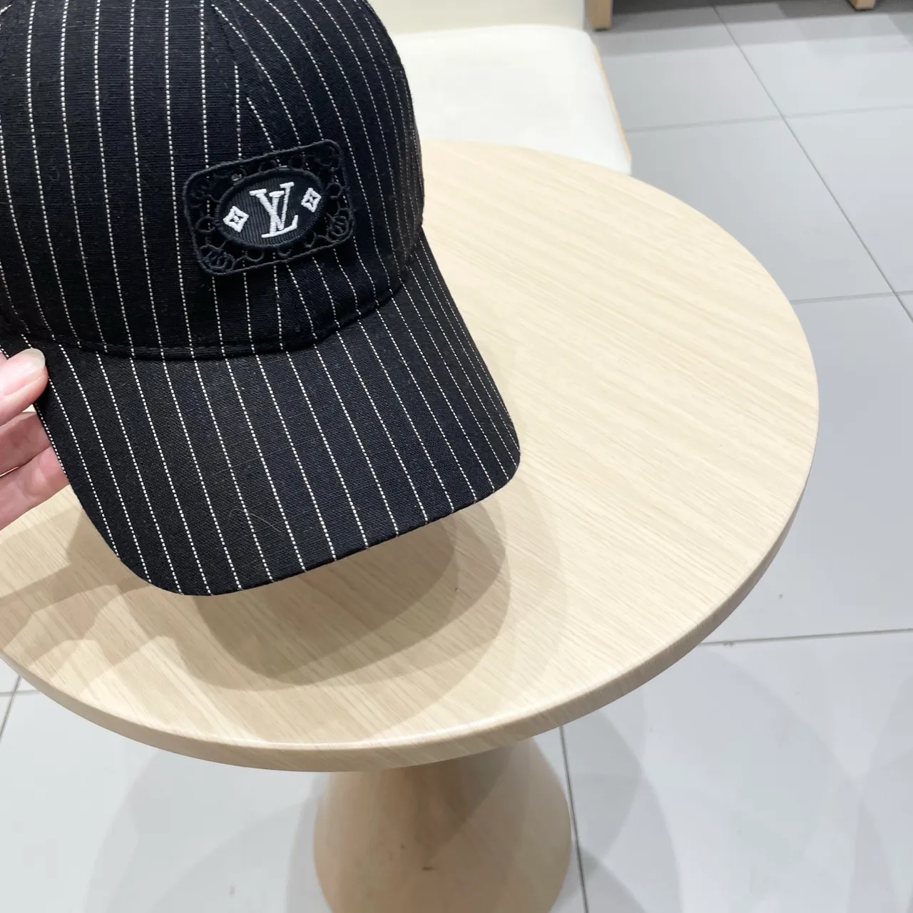 Louis Vuitton Pinstripe Embroidered Logo Baseball Cap 7