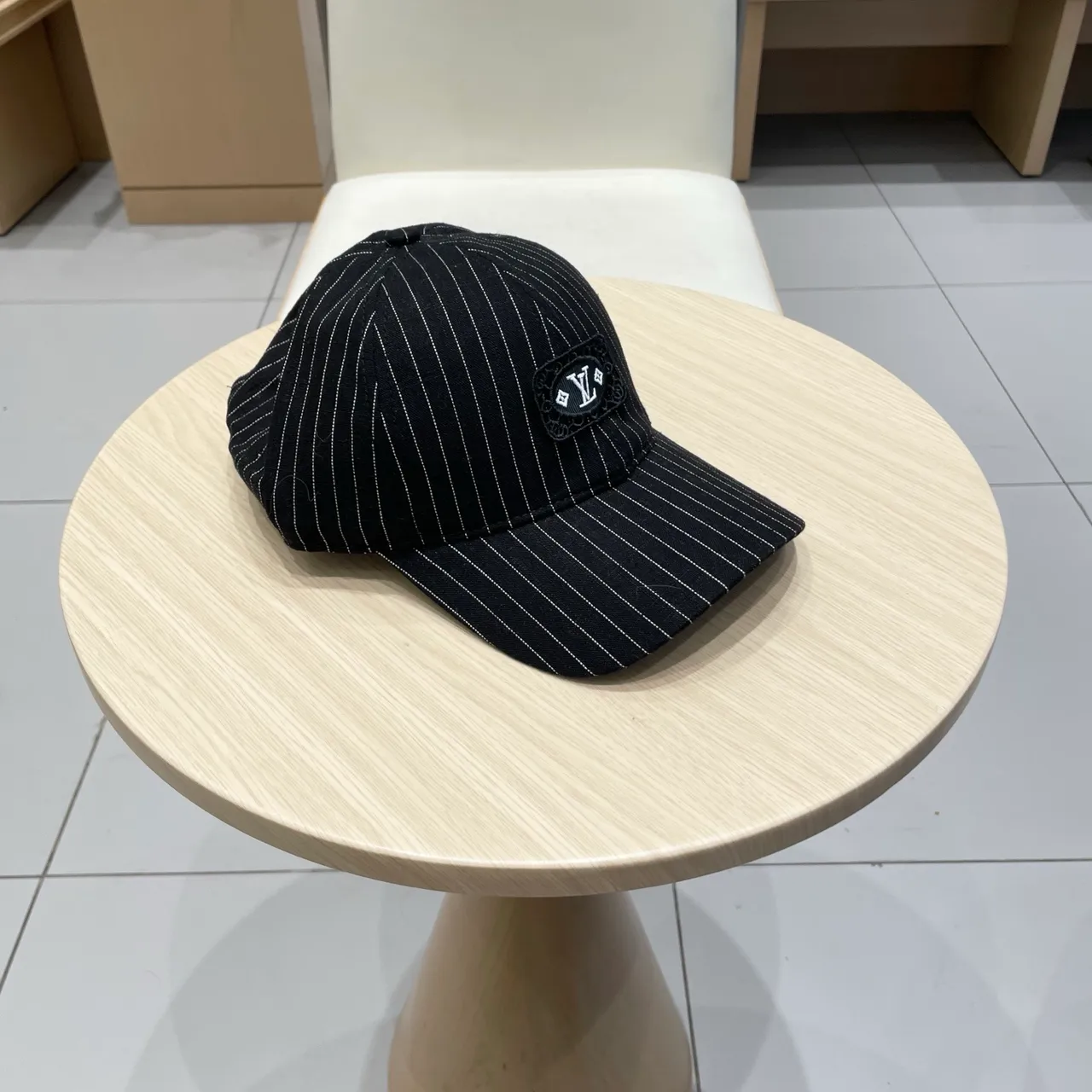 Louis Vuitton Pinstripe Embroidered Logo Baseball Cap 8