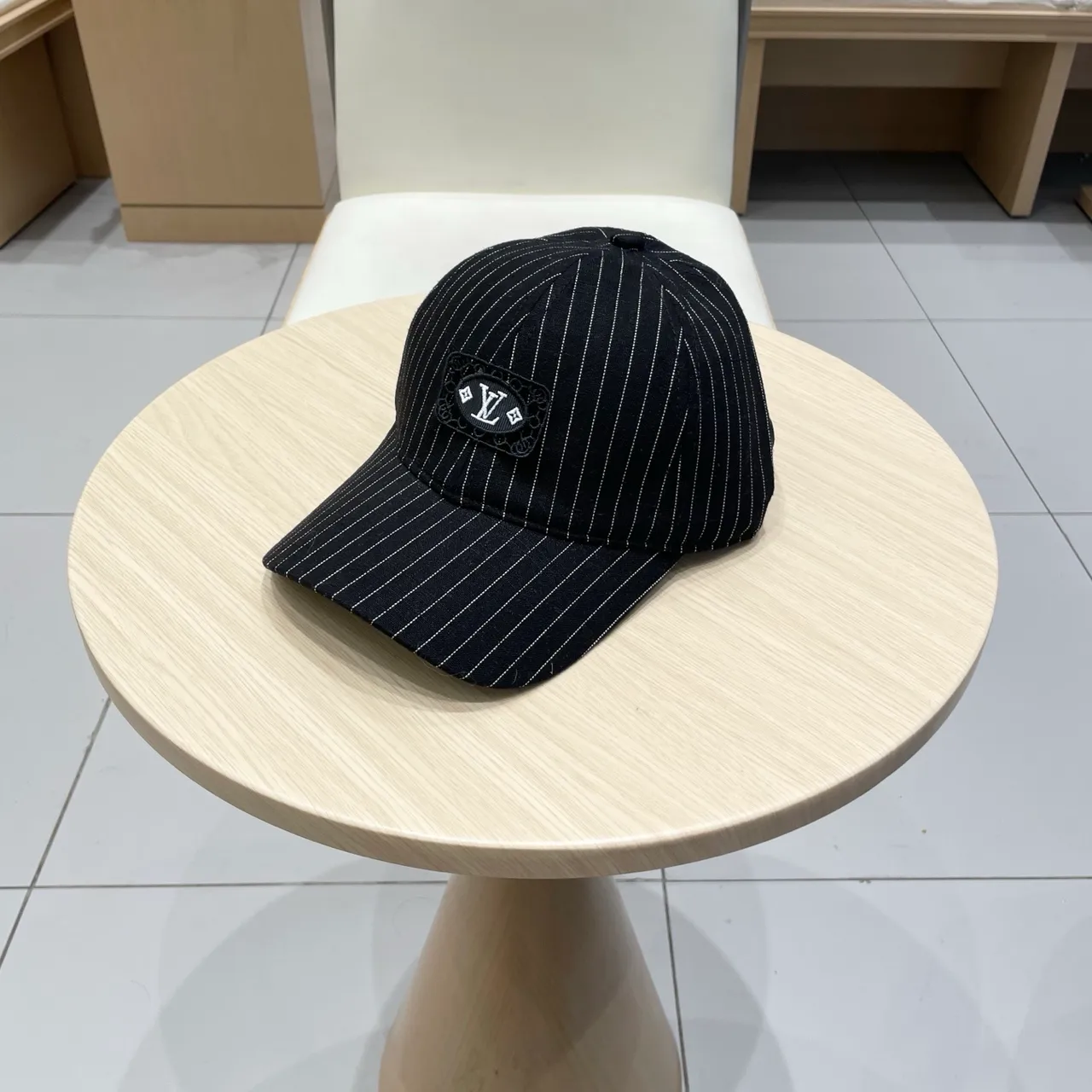 Louis Vuitton Pinstripe Embroidered Logo Baseball Cap 9