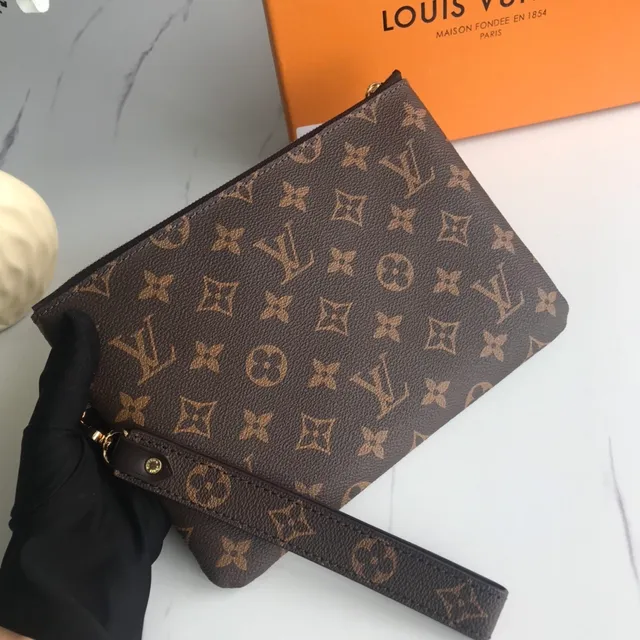 Louis Vuitton Pochette Metis Marrom Bege Monograma Tela Recoberta Fecho com Zíper Superior Bolsa de Pulso 8