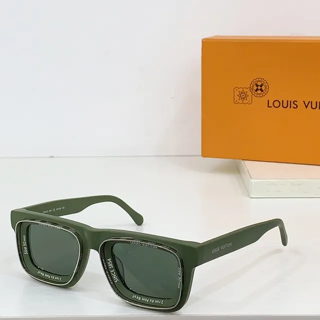 Louis Vuitton Rectangular Double-Rim Black Sunglasses 6