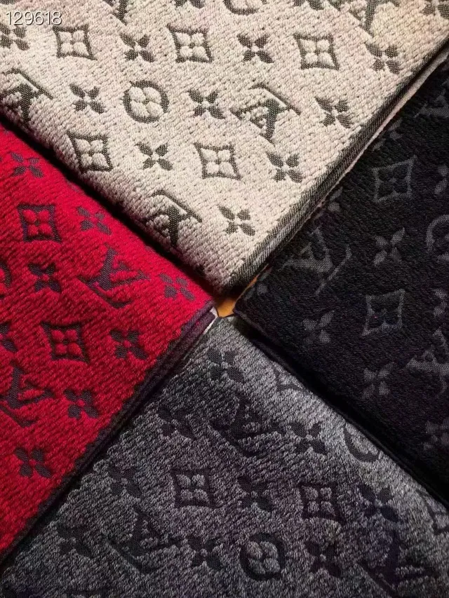 Louis Vuitton Red Brown Monogram Jacquard Fringed Edges Cashmere Scarf 2