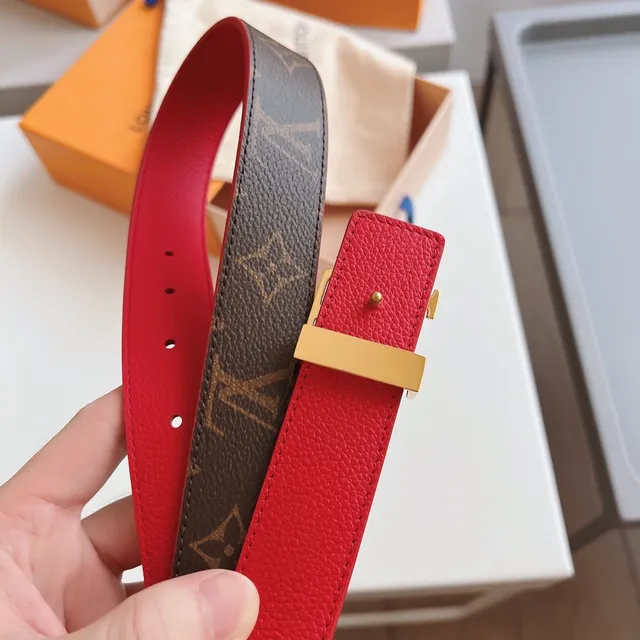 Louis Vuitton Reversible Belt Red Brown Monogram Canvas Leather Belt 4