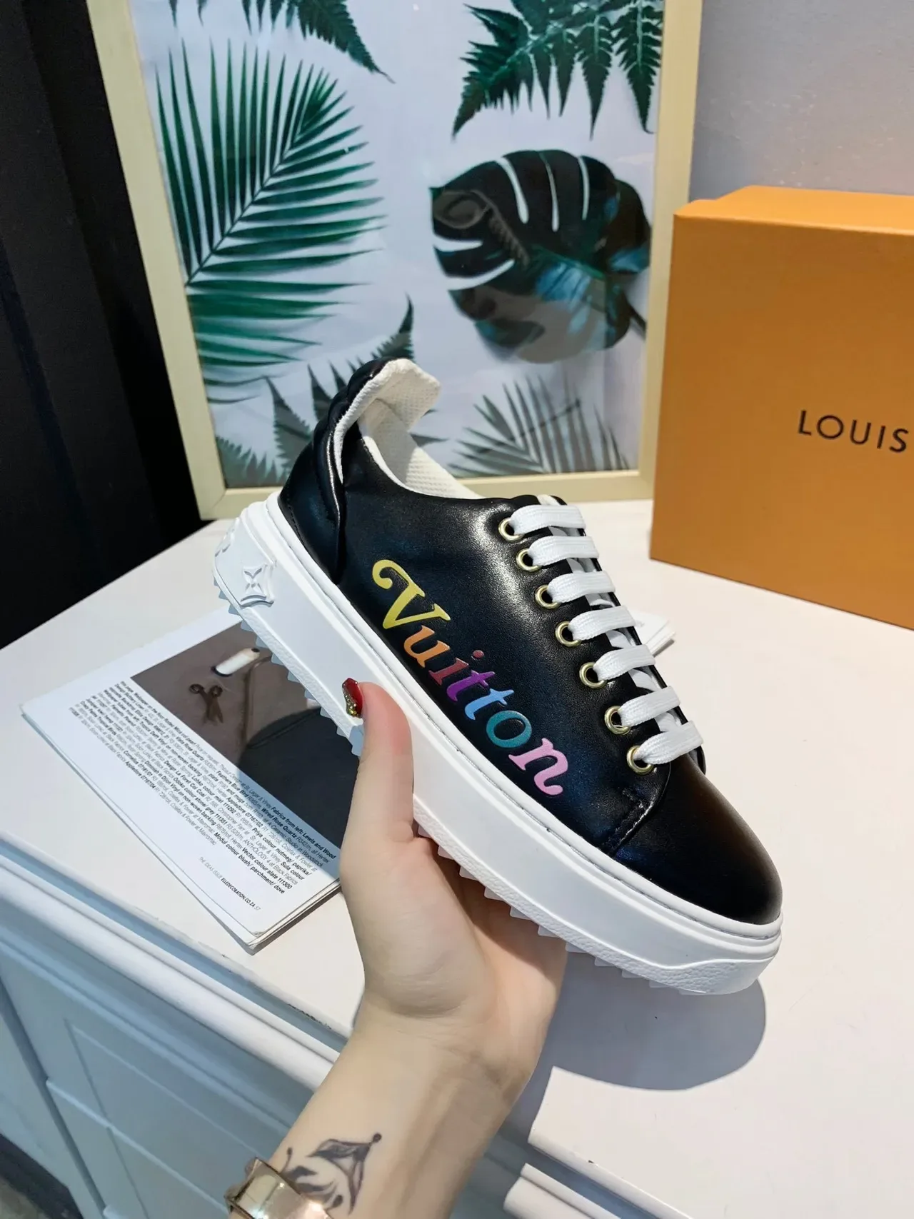 Louis Vuitton Run Away Black and Rainbow Logo Lifestyle Sneakers 4