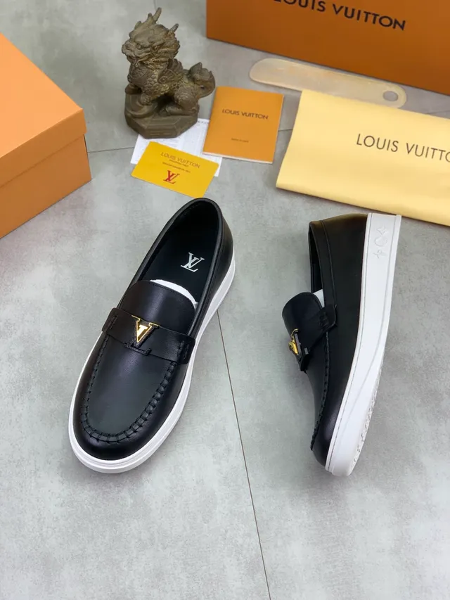 Louis Vuitton Run Away Black White Leather Platform Sole Loafer 5