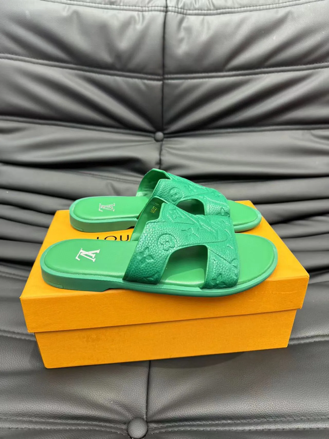 Louis Vuitton Run Away Green Molded Rubber Slippers 3