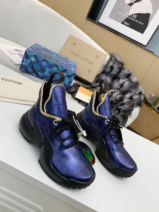 Louis Vuitton Run Away Metallic Blue Gold-Trimmed Chunky Sneakers 6