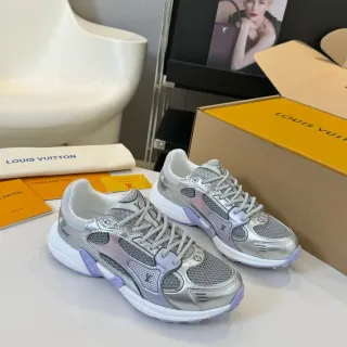 Louis Vuitton Run Away Metallic Silver and Iridescent Purple Chunky Sneakers