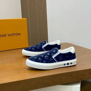 Louis Vuitton Run Away Navy White Slip-On Monogram-Printed Sneakers Lifestyle