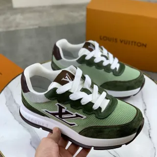 Louis Vuitton Run Away Verde Oliva Malla y Ante Zapatos Lifestyle