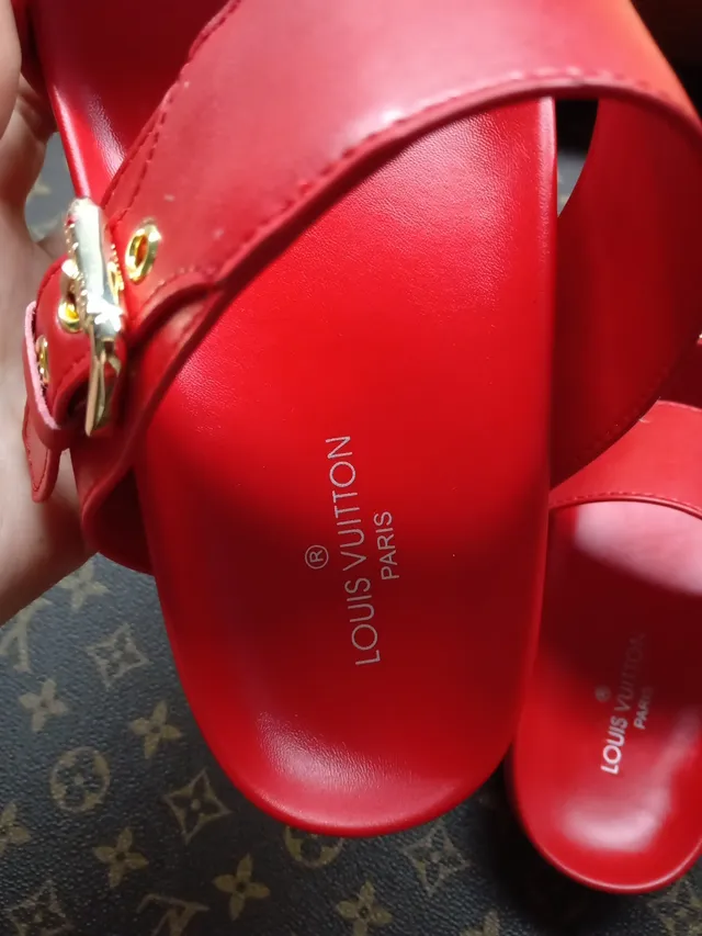 Louis Vuitton Run Away Red Monogram Stud Slide Slippers 5