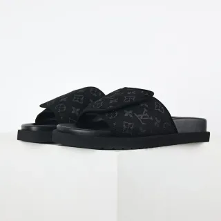 Louis Vuitton Run Away Slide أحذية منزلية سوداء بمونوغرام كانفاس