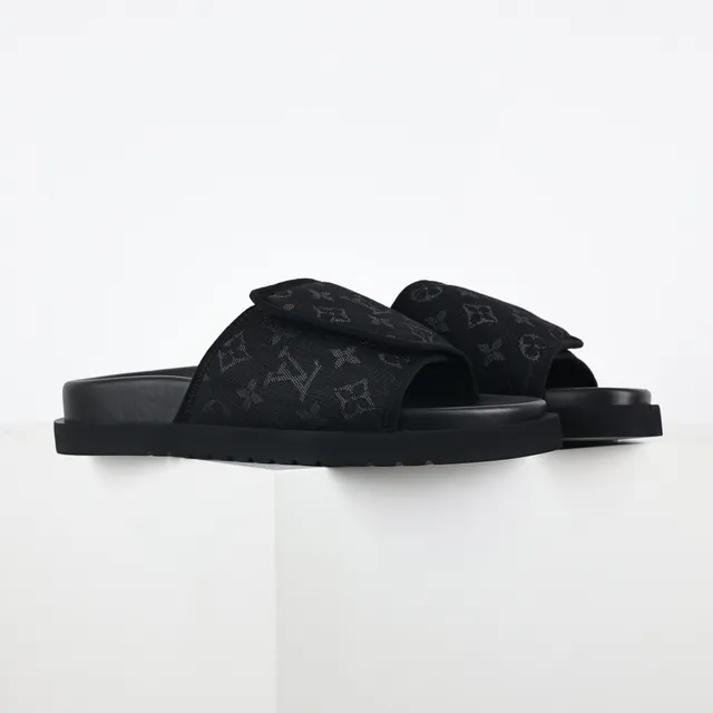 Louis Vuitton Run Away Slide Black Monogram Canvas Slippers 3
