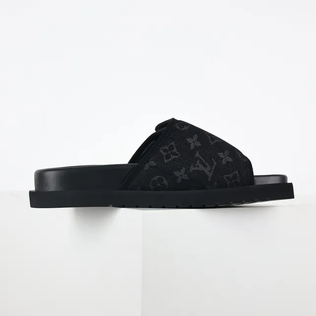 Louis Vuitton Run Away Slide Black Monogram Canvas Slippers 7