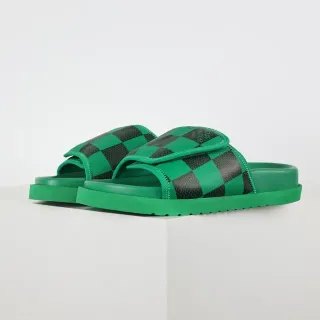 Louis Vuitton Run Away Slide 绿黑棋盘格拖鞋