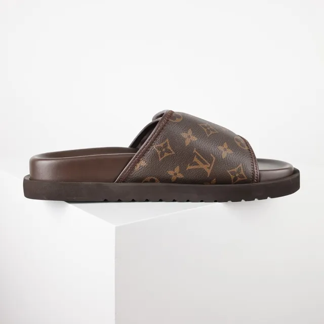 Louis Vuitton Run Away Slides Brown Monogram Slippers 7