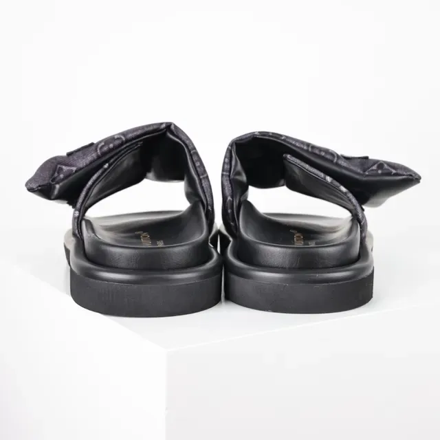 Louis Vuitton Slide Noir Gris Semelle Plateforme Bride Tissu Monogrammé 8