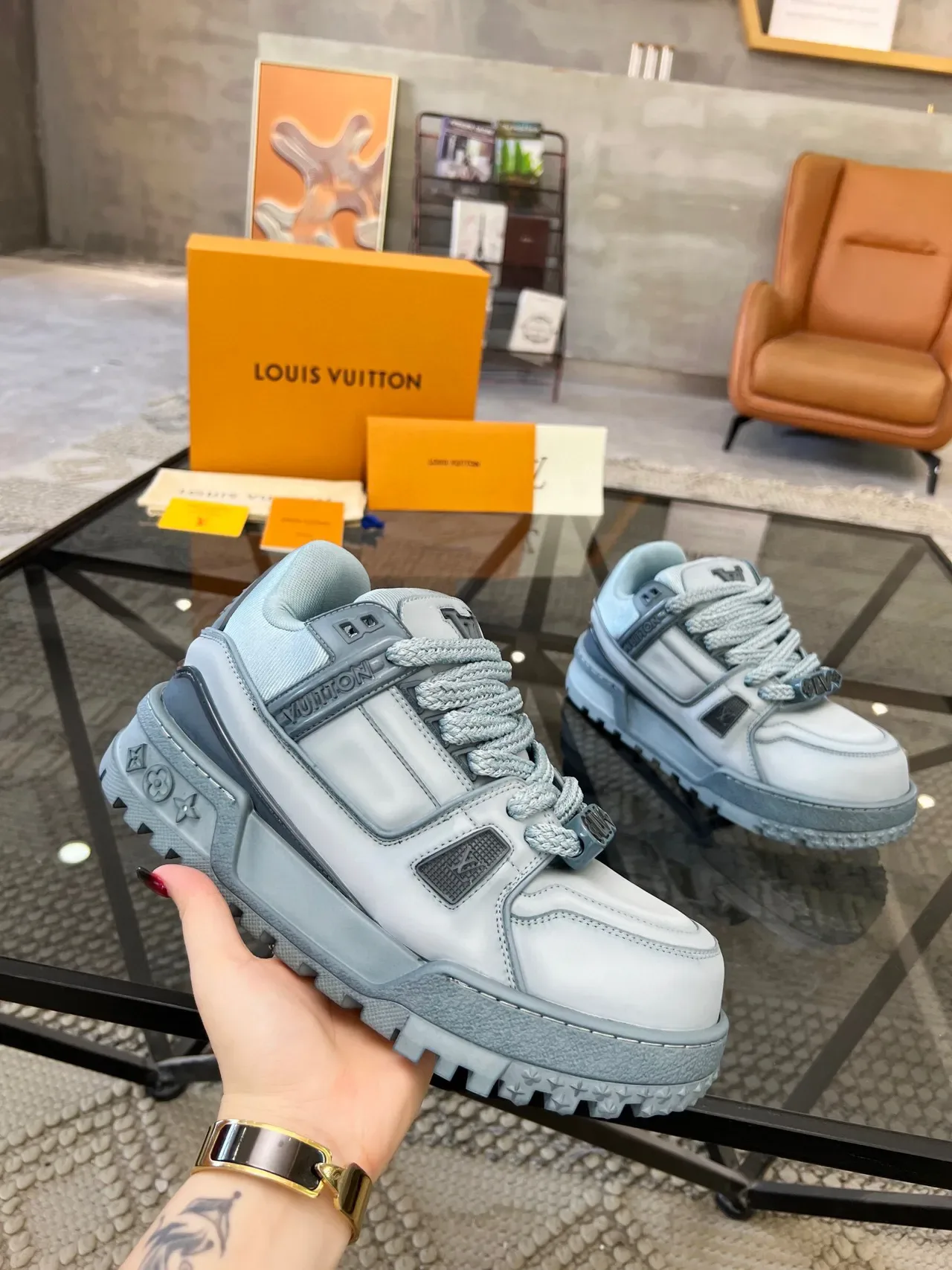 Louis Vuitton Trail Light Blue Chunky Sneakers 4