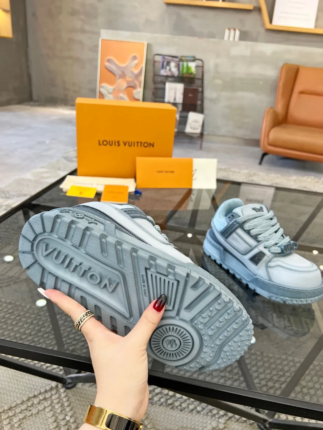 Louis Vuitton Trail Light Blue Chunky Sneakers 8