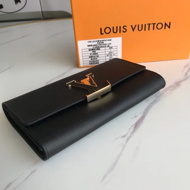 Louis Vuitton Twist Black Gold Pebbled Leather LV Clasp Long Wallet 4