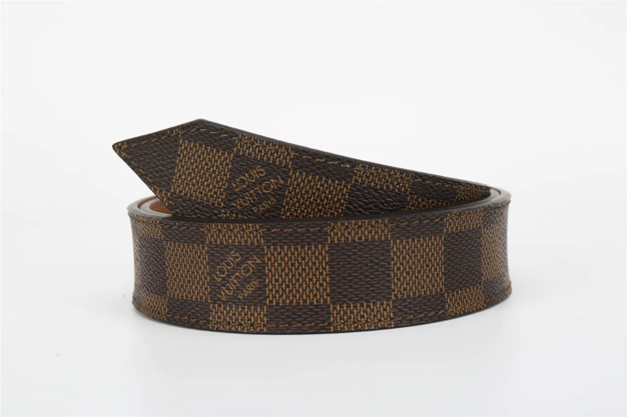 Louis Vuitton V Belt বাদামী Damier Check চামড়ার বেল্ট 4