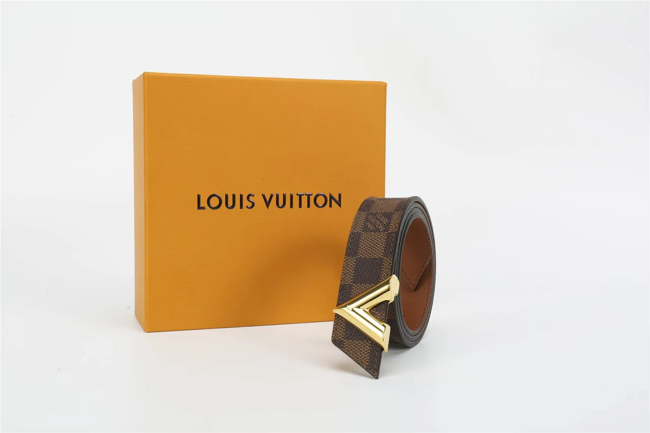 Louis Vuitton V Belt বাদামী Damier Check চামড়ার বেল্ট 5
