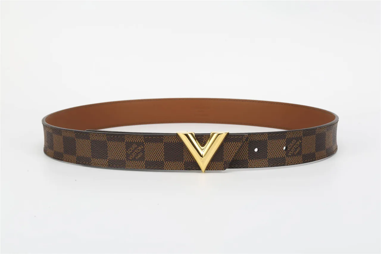 Louis Vuitton V Belt বাদামী Damier Check চামড়ার বেল্ট 9