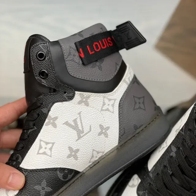 Louis Vuitton White Black High-Top Monogram Canvas Lifestyle Sneakers 3