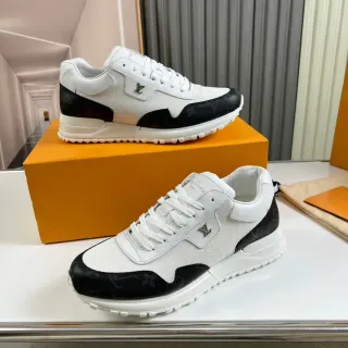 Louis Vuitton Tenis Lifestyle Blanco y Negro, Mesh y Cuero Monograma, Suela Gruesa de Goma