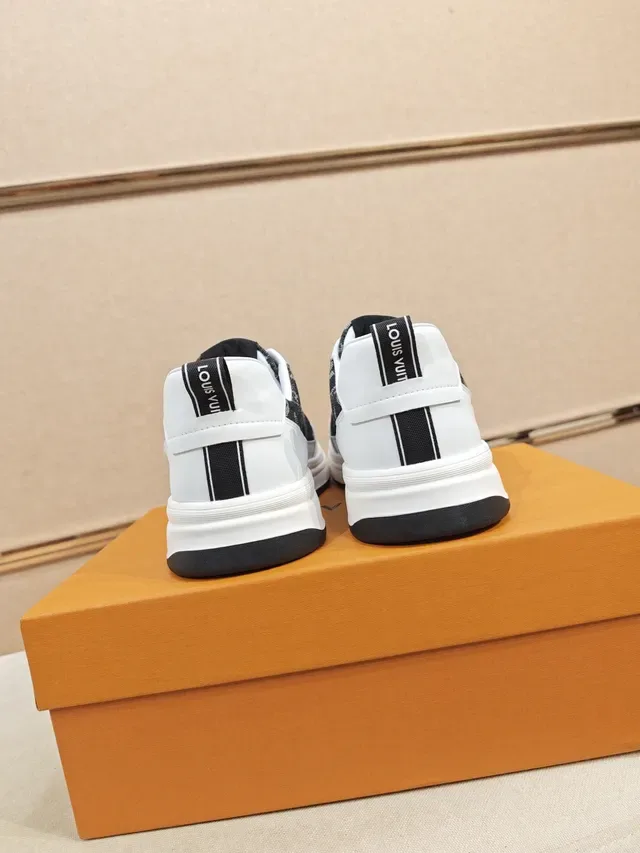 Louis Vuitton White Black Monogrammed Textile Upper Leather Overlays Lifestyle Sneakers 3