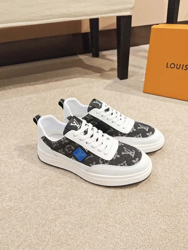 Louis Vuitton White Black Monogrammed Textile Upper Leather Overlays Lifestyle Sneakers 4