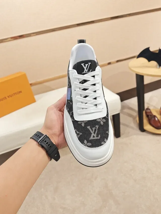 Louis Vuitton White Black Monogrammed Textile Upper Leather Overlays Lifestyle Sneakers 5