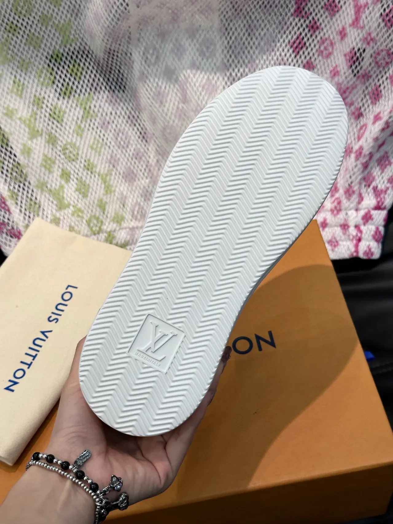 Louis Vuitton White Black Perforated Leather Upper Contrast Textured Overlays Lifestyle Sneakers 2