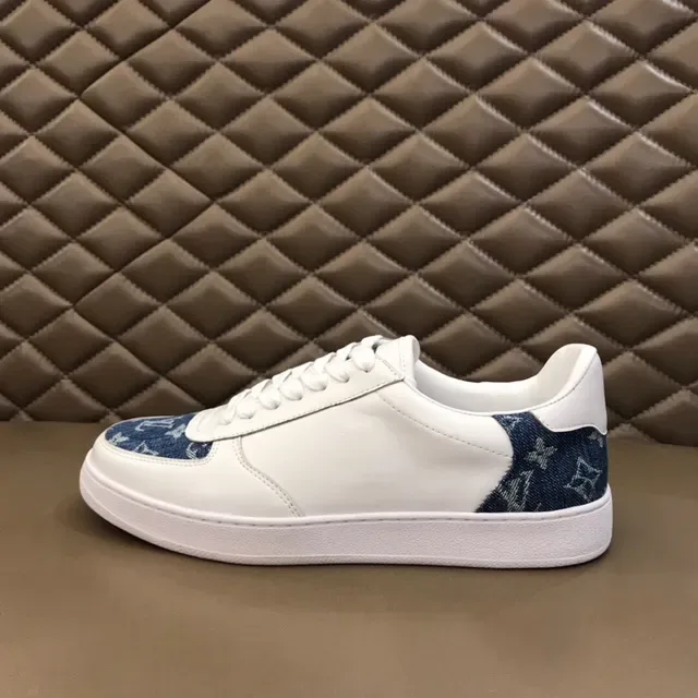 Louis Vuitton White Blue Leather Upper Monogram Denim Panels Lifestyle Sneakers 5
