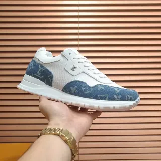 Louis Vuitton Zapatillas Lifestyle Blancas y Azules Low-Top Material Mixto
