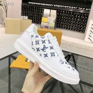 Louis Vuitton 白色蓝色印花图案上层厚底生活方式运动鞋