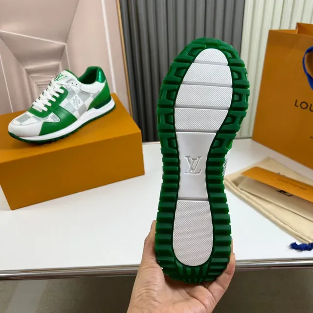 Louis Vuitton Blancas y Verdes Monogram Mesh Cubiertas de Cuero Zapatillas Lifestyle 2