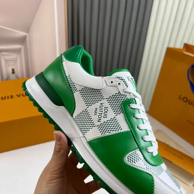 Louis Vuitton Blancas y Verdes Monogram Mesh Cubiertas de Cuero Zapatillas Lifestyle 3