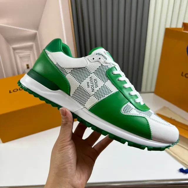 Louis Vuitton Blancas y Verdes Monogram Mesh Cubiertas de Cuero Zapatillas Lifestyle 4