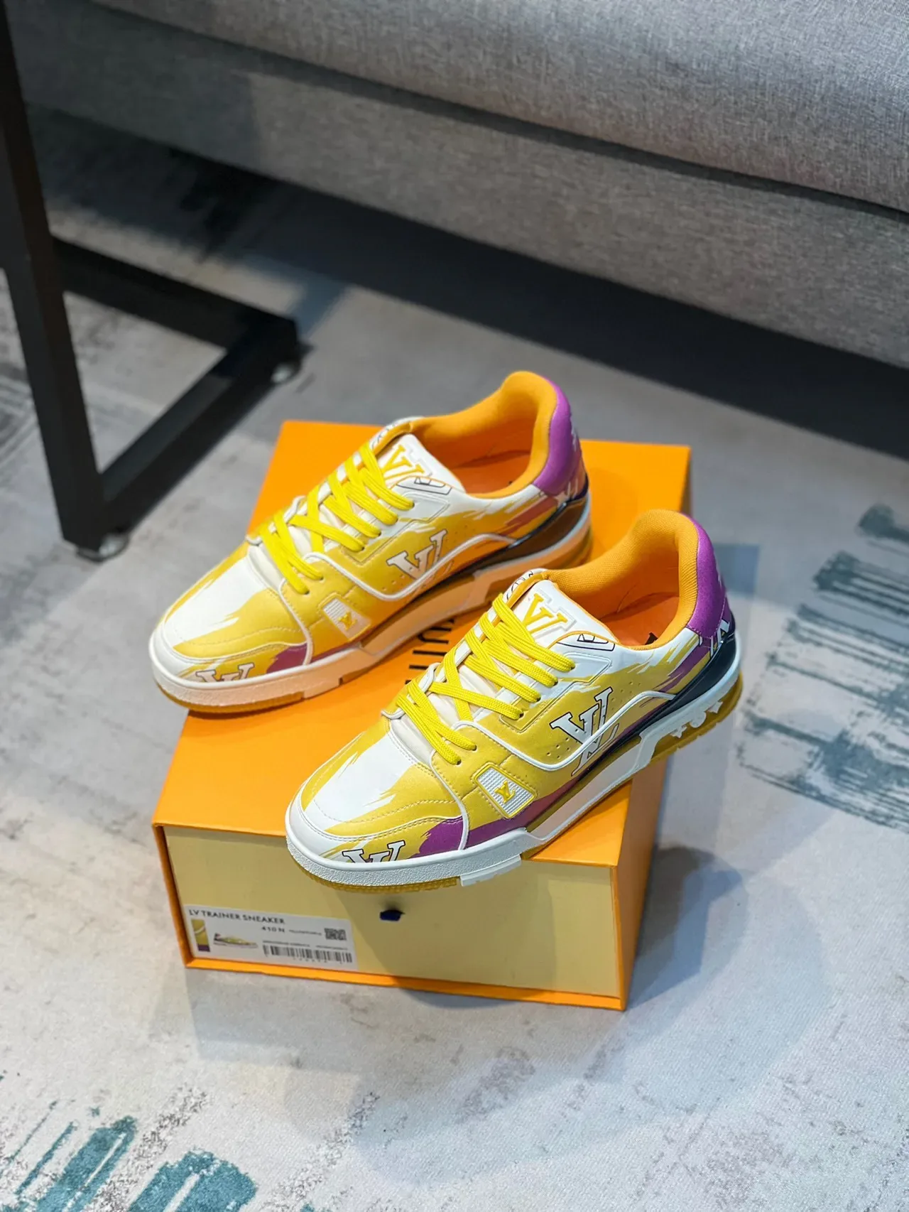 Louis Vuitton Amarelo Roxo Low-Top Layered Upper Lifestyle Tênis 7