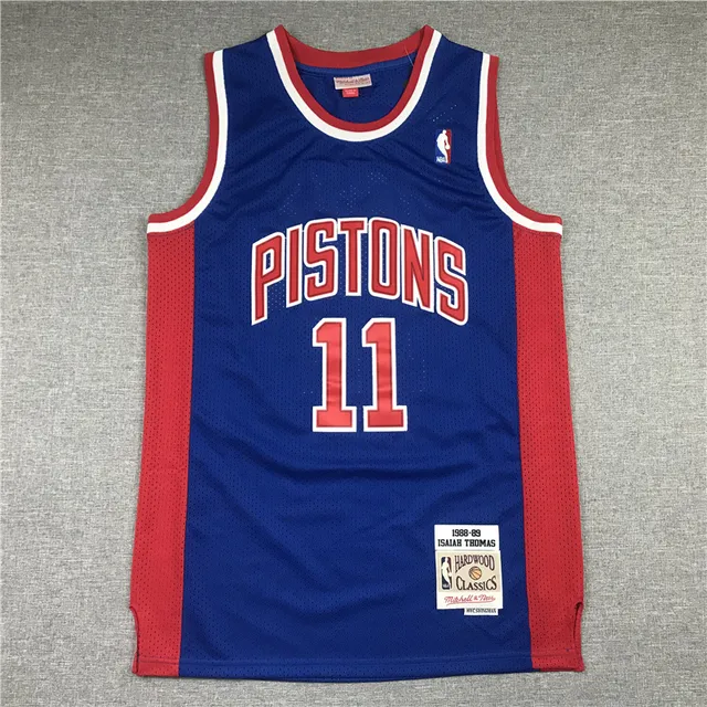 Mitchell & Ness Hardwood Classics 1988-89 Isaiah Thomas Detroit Pistons maillot en maille bleu rouge 3