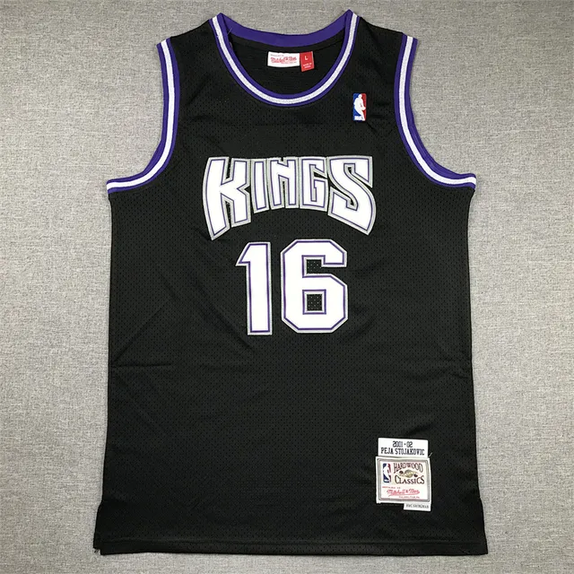 Mitchell & Ness Hardwood Classics 2001–02 Peja Stojakovic काली बैंगनी सफेद Kings जर्सी 2