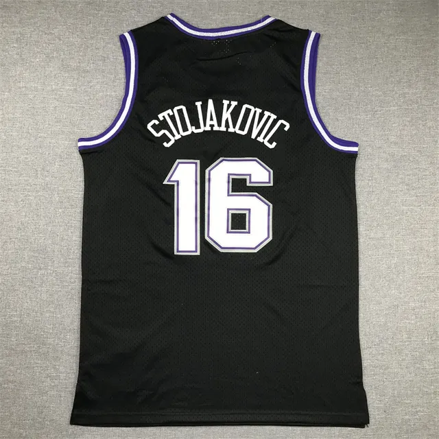 Mitchell & Ness Hardwood Classics 2001–02 Peja Stojakovic काली बैंगनी सफेद Kings जर्सी 3